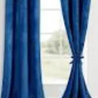 پرده مخمل آبی ونارنجی