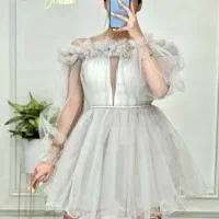 لباس عروسکی توری رنگ سفید