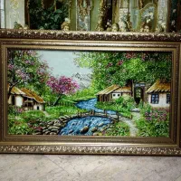 تابلو فرش ۳کلبه سایزبزرگ ۱۵۰در۹۰