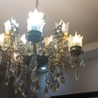 لوستر آلومینیوم روکش برنز سیاه قلم|لوستر و چراغ آویز|تهران, سازمان آب|دیوار