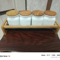 جا ادویه زردچوبه درب چوبی با استند چوبی