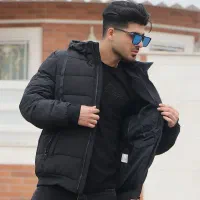 کاپشن مردانه اف یلدا پفکی سیلیکونی چرم نمدی اورخز