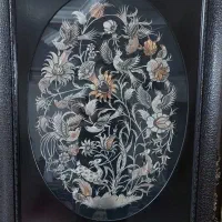 پلاک قلمزنی گل و مرغ سایز ۵۰×۷۰ با قاب pvc کره ای