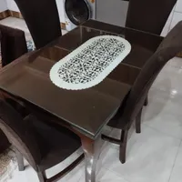 میز ناهار خوری چهار نفره چوبی با پارچه مازاراتی