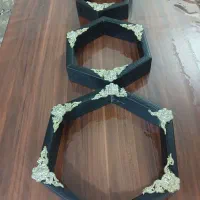 باکس دیواری شش ضلعی سه عددی چوبی