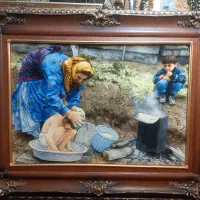 تابلوفرش حمام عشایرچله ابریشم برجسته حسنزاده golha
