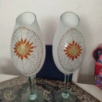 یک جفت گلدان شیشه ای نو نو ، اصلا استفاده نشده