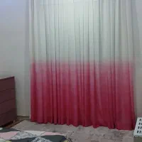 پرده دو رنگ سفید صورتی