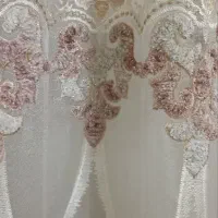 پرده پذیرایی حریر شیفون همراه با رانر مخمل زربافت|پرده، رانر، رومیزی|تهران, تولید دارو|دیوار