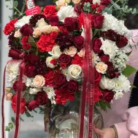 جار و باکس گل قرمز و سفید کد ۱۰۹۷ گلاریس