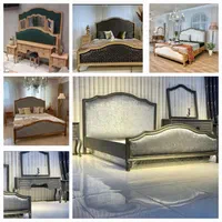 سرویس خواب کلاسیک ابزاری فرانسوی چنگی سه گل چوبی|تخت و سرویس خواب|قم, قلعه کامکار|دیوار