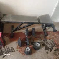 دمبل وزنه با میز پرس چند کاره|تجهیزات ورزشی|تهران, بریانک|دیوار