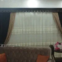 پرده حریر  ست کامل سه متری  در حد نو