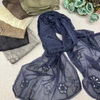 شال حریر خامه دوزی وارداتی ترند( دل آرا)