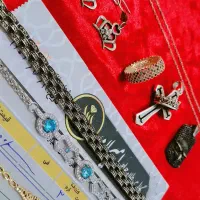 دستبند مینیمال الماس زنجیر و پلاک گوشواره گردنبند