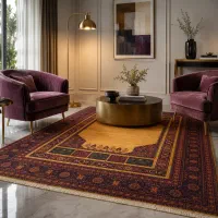 فرش نئوکلاسیک نقش سلطان رنگ عسلی