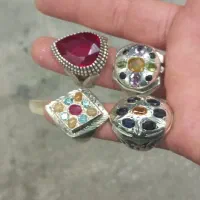 چهار عدد انگشتر نقره جواهری اوپال موزنایت یاقوت|جواهرات|اصفهان, فردوان|دیوار