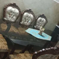 میز ناهار خوری 8نفره سالم تمیز، مبلمان 9نفر