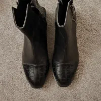بوت چرم مشکی شیک