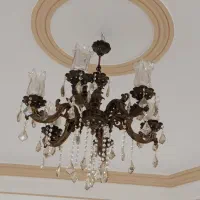 لوستر کلاسیک برنزی با آویز کریستال