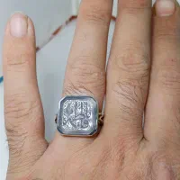 انگشتر نقره دستساز عقیق کبود یمن طبیعی حکاکی