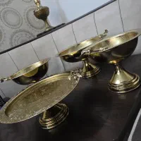 ظروف پذیرایی سیلور با دسته برنجی