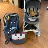 کالسکه و کریر و ساک بچه همراه با ساک نوزاد