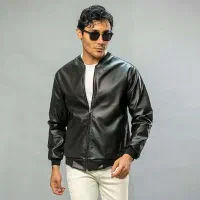 کاپشن چرم خلبانی مشکی / پرداخت درمحل