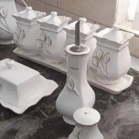 سرویس پاسماوری چینی گل برجسته دور طلایی نو