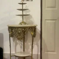 میز گردبرنز و شیرینی خوری سه طبقه برنز خالص