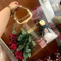 دسته گل روبانی و فلاور بگ و رز کهکشانی