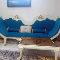 مبل ۷نفره کلاسیک پارچه نانو با ست بوفه