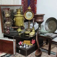 حراج فوری عتیقه قدیمی سماورزغال دیسکومی ساعت مس...