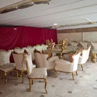 مبل استیل سلطنتی و میز ناهار خوری باهم