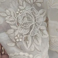 حراج پرده حریر نقش برجسته آماده نصب