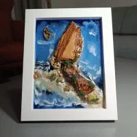 تابلو رزینی طرح جزیره و دریا ۳بعدی