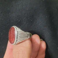 انگشتر عقیق یمن خطی رکاب دوقاب دستساز