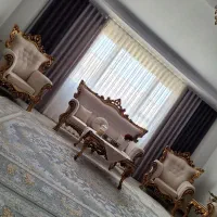 مبل استیل کاملا نو همراه کاور و جلو مبلی و عسلی