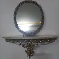 آینه و کنسول برنجی دیواری آبکاری نقره