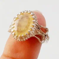 انگشتر نقره یاقوت زرد اصل و معدنی