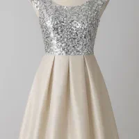 لباس مجلسی پولکی نقره ای ـ یکبار پوشیده شده