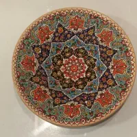 بشقاب دیواری سفالی میناکاری