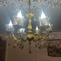 لوستر برنجی ۶ شعله چشمه نور
