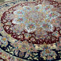 (فرش حق زاده)گرد قطر۳متر خطیبی چله گل ابریشم۵۰رج|فرش|تبریز, |دیوار