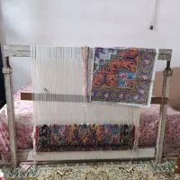 دار قالی یک متر در یک و نیم با نخ و نقشه