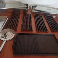 ۴ تا صفحه چدن گریل برگر پز و سینی و ۲ تا بن ماری|ظروف پخت‌وپز|گرگان, |دیوار