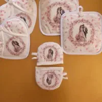سرویس آشپزخانه پارچه ای عروس|سفره، حوله، دستمال آشپزخانه|شیراز, ریاستی|دیوار