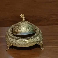 خاویارخوری برنجی قدیمی قلم کاری دست پر نقش|کلکسیون اشیاء عتیقه|تهران, آجودانیه|دیوار
