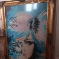 تابلو مخمل نقاشی سالم .کوبلند دختر چشم گربه ای|تابلو، نقاشی، عکس|قم, آزادگان|دیوار