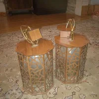 دو عدد لوستر چوبی|لوستر و چراغ آویز|اصفهان, باغ فدک|دیوار